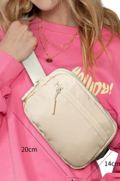 Fashion Dear-Lover Wide Belt Zipped Square Crossbody Bag White