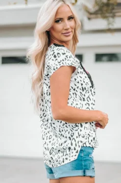 Outlet Dear-Lover Wild Flower Embroidered Shift Top Leopard