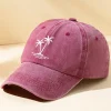 Sale Dear-Lover  Coconut Tree Embroidered Mineral Wash Adjustable Baseball Cap Wild Ginger