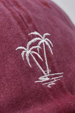 Sale Dear-Lover  Coconut Tree Embroidered Mineral Wash Adjustable Baseball Cap Wild Ginger
