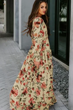Outlet Dear-Lover Wild Lotus Ruffle Tiered Maxi Dress Apricot