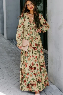 Outlet Dear-Lover Wild Lotus Ruffle Tiered Maxi Dress Apricot