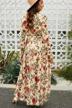 Outlet Dear-Lover Wild Lotus Ruffle Tiered Maxi Dress Apricot