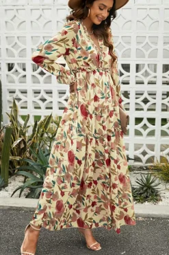 Outlet Dear-Lover Wild Lotus Ruffle Tiered Maxi Dress Apricot