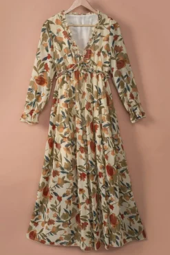 Outlet Dear-Lover Wild Lotus Ruffle Tiered Maxi Dress Apricot