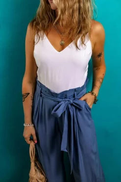 Outlet Dear-Lover Belted Frilly Waist Wide Leg Loose Pants Wild Wind