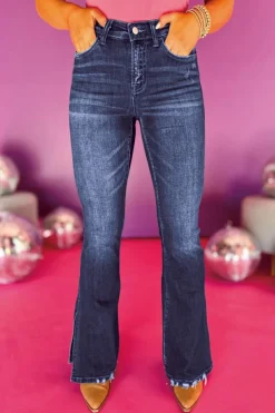 New Dear-Lover Medium Wash High Waist Split Flared Jeans Wild Wind