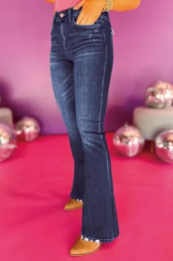 New Dear-Lover Medium Wash High Waist Split Flared Jeans Wild Wind