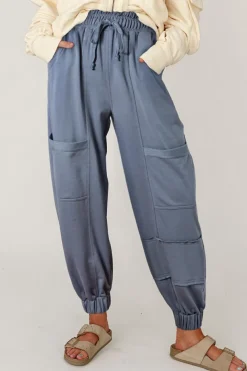 Sale Dear-Lover Mineral Wash Multi Pockets Lace-up Waist Harem Pants Wild Wind