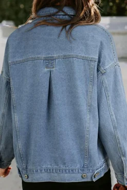 Best Dear-Lover Washed Oversize Pocketed Denim Jacket Wild Wind