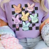 Outlet Dear-Lover Bunny Bible Verses Checkered Print Easter T Shirt Wisteria