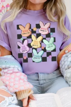Outlet Dear-Lover Bunny Bible Verses Checkered Print Easter T Shirt Wisteria