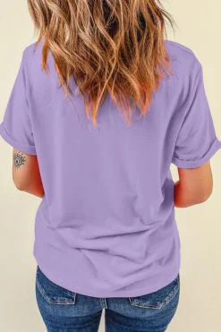 Online Dear-Lover Checkerboard MAMA Graphic Crewneck Tee Wisteria