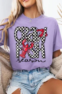 New Dear-Lover Craw Fish Season Graphic Short Sleeve Top Wisteria