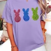 Best Dear-Lover Easter Shiny Bunny Graphic Crewneck T Shirt Wisteria