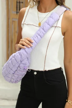 Hot Dear-Lover Marshmallow Quilted Drawstring Decor Sling Bag Wisteria