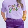 Clearance Dear-Lover Sequin mardi gras Graphic T Shirt Wisteria