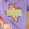 Discount Dear-Lover TEXAS Flower Print Crew Neck T Shirt Wisteria