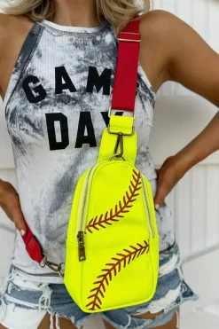 Discount Dear-Lover Balls Pattern PU Leather Zipped Sling Bag Yellow