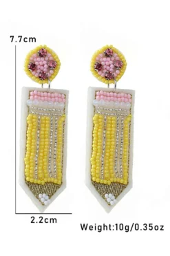 New Dear-Lover Beaded Pencil Teacher Earrings Yellow
