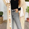 Discount Dear-Lover Bohemian Geometric Printed Loose Sleeve Long Kimono Yellow