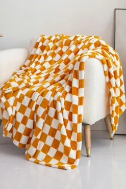 Discount Dear-Lover Checkerboard Printed Soft Throw Blanket 120*200cm Yellow