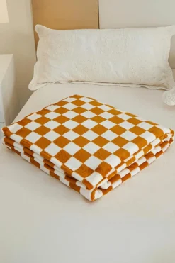 Discount Dear-Lover Checkerboard Printed Soft Throw Blanket 120*200cm Yellow
