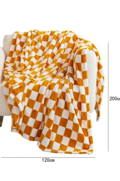 Discount Dear-Lover Checkerboard Printed Soft Throw Blanket 120*200cm Yellow