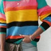 New Dear-Lover Colorblock Mixed Textured Drop Shoulder Sweater Yellow