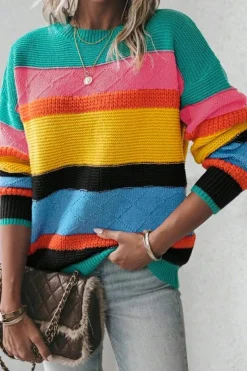 New Dear-Lover Colorblock Mixed Textured Drop Shoulder Sweater Yellow
