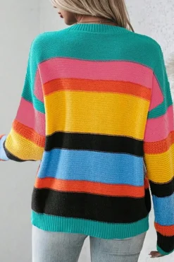 New Dear-Lover Colorblock Mixed Textured Drop Shoulder Sweater Yellow