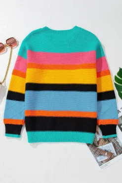 New Dear-Lover Colorblock Mixed Textured Drop Shoulder Sweater Yellow