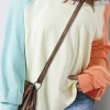 Online Dear-Lover Colorblock Patchwork Crew Neck Long Sleeve Top Yellow Cream