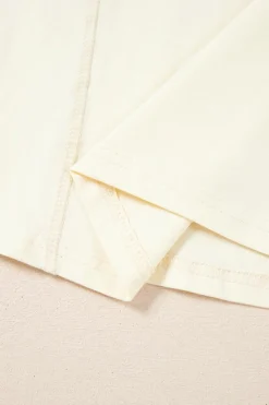 Online Dear-Lover Colorblock Patchwork Crew Neck Long Sleeve Top Yellow Cream