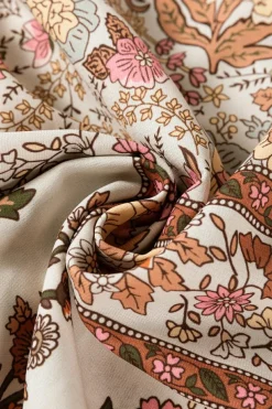 Sale Dear-Lover Floral Print Tie Neck Lantern Sleeve Blouse Yellow