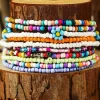 Fashion Dear-Lover Flower Random Color Multi Layered Beaded Anklet Set Yellow