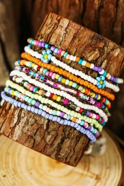 Fashion Dear-Lover Flower Random Color Multi Layered Beaded Anklet Set Yellow