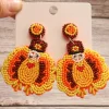Online Dear-Lover Halloween Turkey Beaded Drop Earrings Yellow
