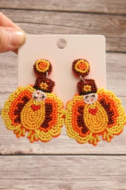 Online Dear-Lover Halloween Turkey Beaded Drop Earrings Yellow