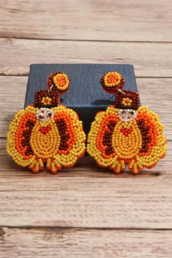 Online Dear-Lover Halloween Turkey Beaded Drop Earrings Yellow