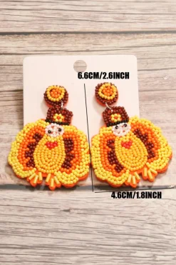 Online Dear-Lover Halloween Turkey Beaded Drop Earrings Yellow