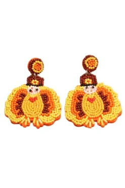 Online Dear-Lover Halloween Turkey Beaded Drop Earrings Yellow