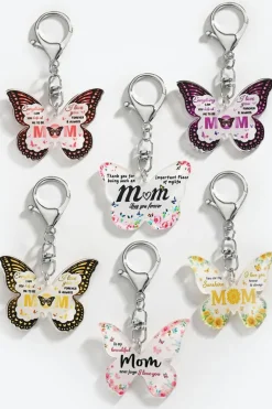 Clearance Dear-Lover MOM Butterfly Shape Acrylic Keychain Yellow