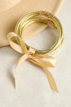 Online Dear-Lover 5pcs Glitter Jelly Bow Knot Ribbon Bracelet Set Yellow