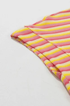Sale Dear-Lover Rainbow Tee Tasseled String Wide Leg Pants Set Yellow Stripe