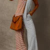 Discount Dear-Lover Two Tone Contrast Spaghetti Strap Backless Overall Yellow Stripe