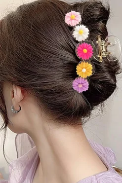 Best Dear-Lover Vibrant Flower Decor Large Hair Claw Clip Yellow