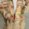 Online Dear-Lover Western Aztec Print Button Flap Pocket Shacket Yellow
