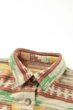 Online Dear-Lover Western Aztec Print Button Flap Pocket Shacket Yellow