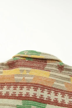 Online Dear-Lover Western Aztec Print Button Flap Pocket Shacket Yellow